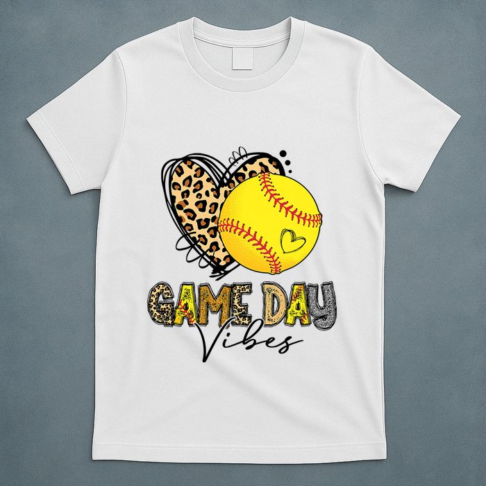 Bleached Softball Game Day Vibes Leopard Heart Headband Mom T-Shirt