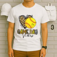 Bleached Softball Game Day Vibes Leopard Heart Headband Mom T-Shirt