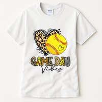 Bleached Softball Game Day Vibes Leopard Heart Headband Mom Tall T-Shirt