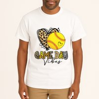 Bleached Softball Game Day Vibes Leopard Heart Headband Mom Tall T-Shirt