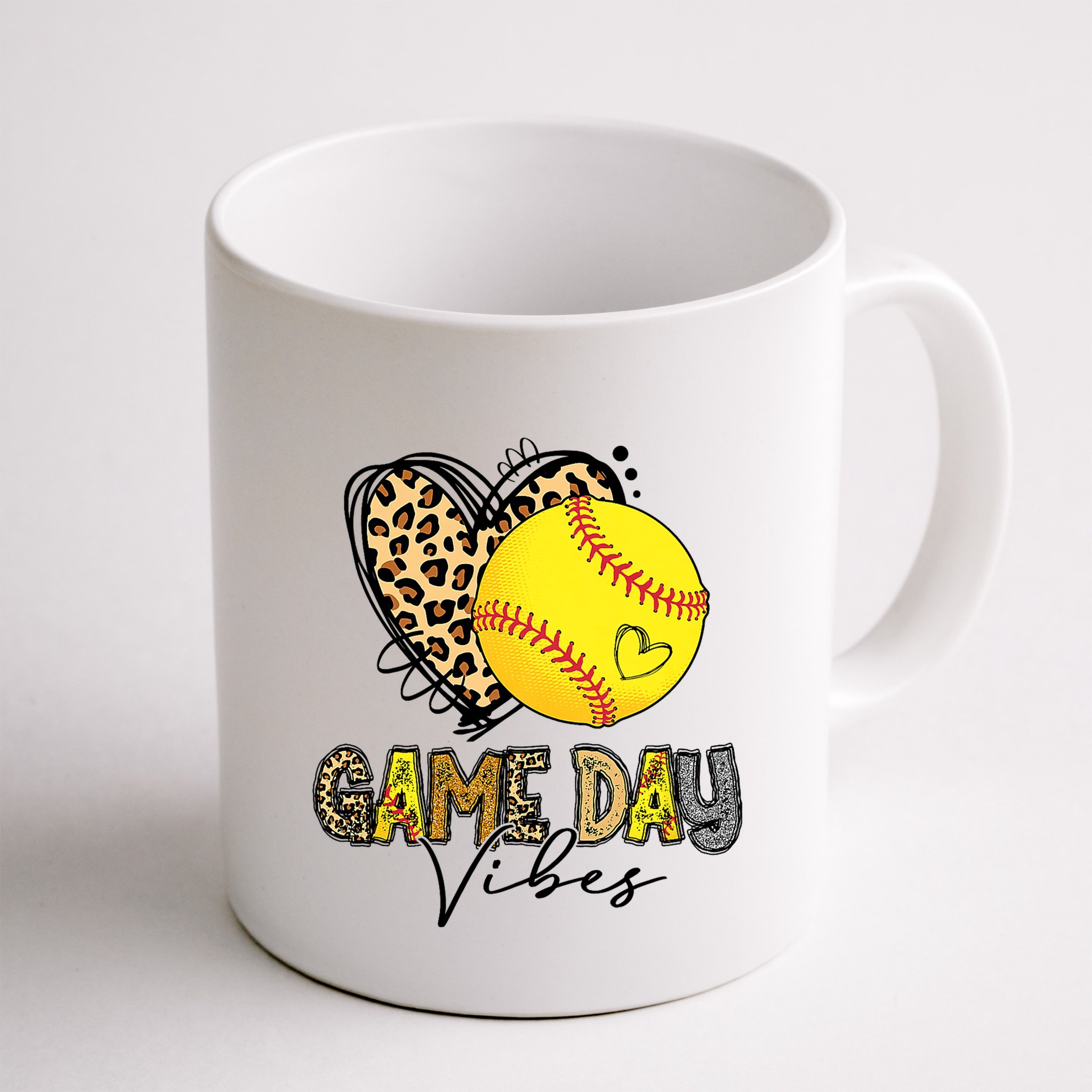 Bleached Softball Game Day Vibes Leopard Heart Headband Mom Mug