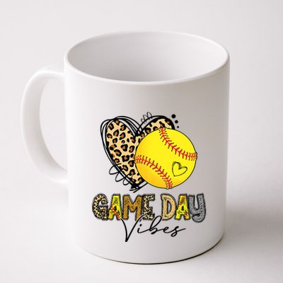 Bleached Softball Game Day Vibes Leopard Heart Headband Mom Mug