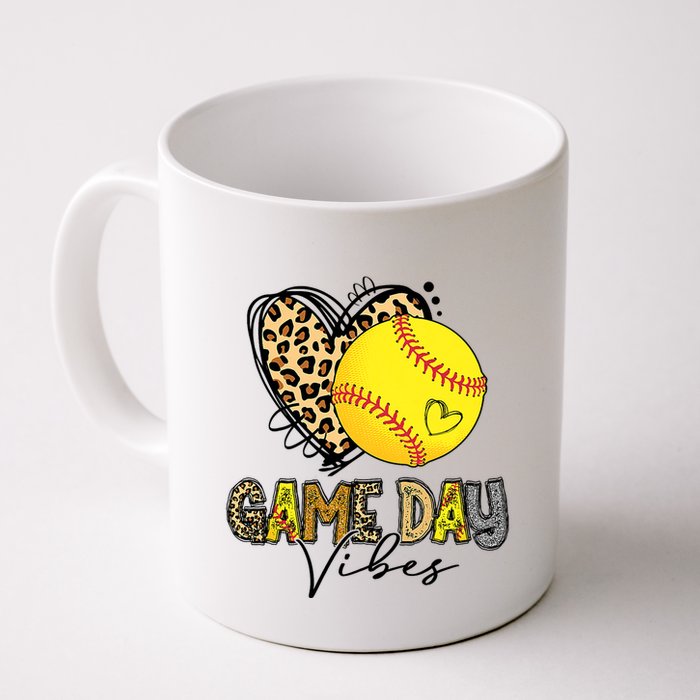 Bleached Softball Game Day Vibes Leopard Heart Headband Mom Mug