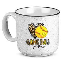 Bleached Softball Game Day Vibes Leopard Heart Headband Mom 15oz Campfire Ceramic Mug