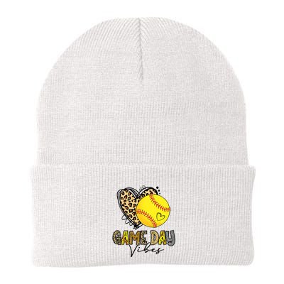 Bleached Softball Game Day Vibes Leopard Heart Headband Mom Beanie