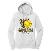 Bleached Softball Game Day Vibes Leopard Heart Headband Mom Women's Pullover Hoodie