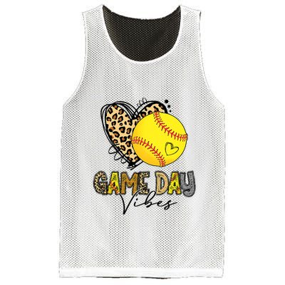 Bleached Softball Game Day Vibes Leopard Heart Headband Mom Mesh Reversible Basketball Jersey Tank