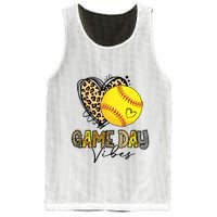 Bleached Softball Game Day Vibes Leopard Heart Headband Mom Mesh Reversible Basketball Jersey Tank