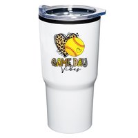 Bleached Softball Game Day Vibes Leopard Heart Headband Mom Tumbler