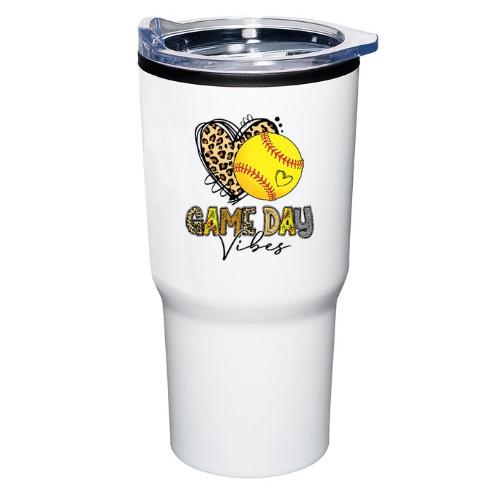 Bleached Softball Game Day Vibes Leopard Heart Headband Mom Tumbler