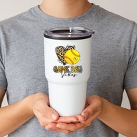 Bleached Softball Game Day Vibes Leopard Heart Headband Mom Tumbler