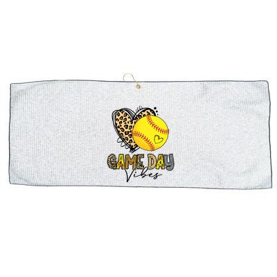 Bleached Softball Game Day Vibes Leopard Heart Headband Mom Large Microfiber Waffle Golf Towel
