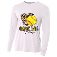 Bleached Softball Game Day Vibes Leopard Heart Headband Mom Cooling Performance Long Sleeve Crew
