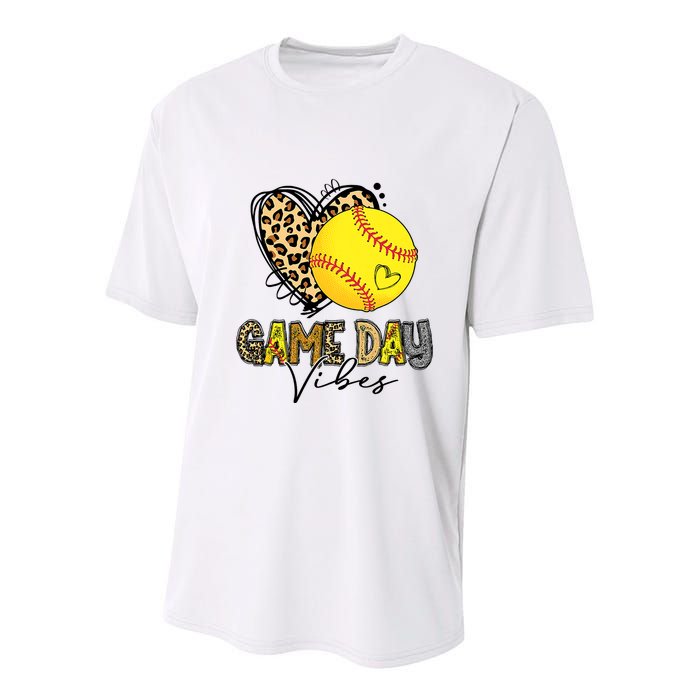 Bleached Softball Game Day Vibes Leopard Heart Headband Mom Youth Performance Sprint T-Shirt