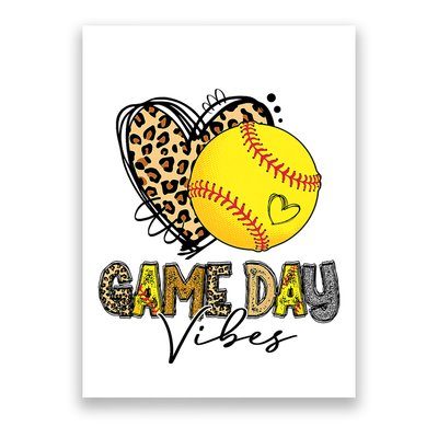 Bleached Softball Game Day Vibes Leopard Heart Headband Mom Poster