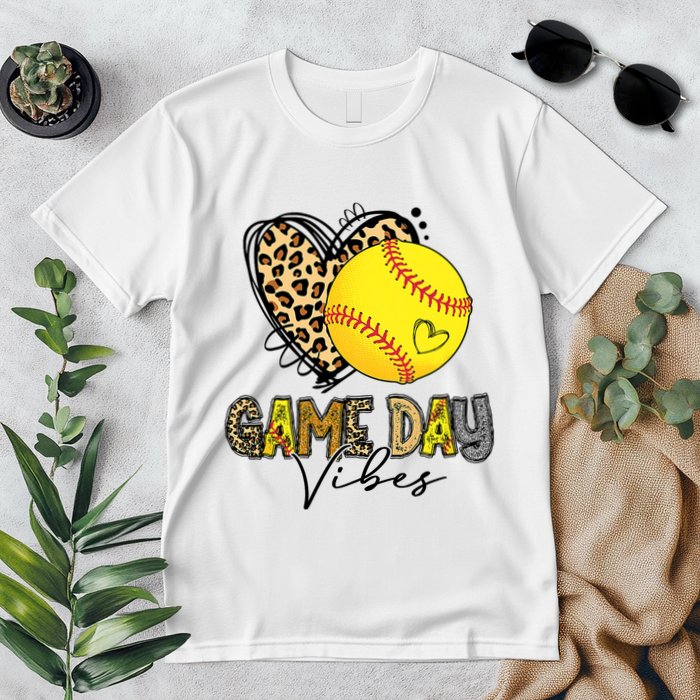 Bleached Softball Game Day Vibes Leopard Heart Headband Mom Premium T-Shirt