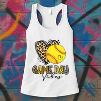 Bleached Softball Game Day Vibes Leopard Heart Headband Mom Womens Tank Top