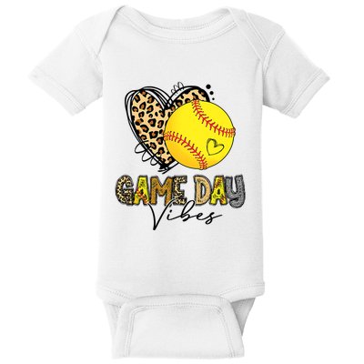 Bleached Softball Game Day Vibes Leopard Heart Headband Mom Baby Bodysuit