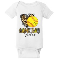 Bleached Softball Game Day Vibes Leopard Heart Headband Mom Baby Bodysuit