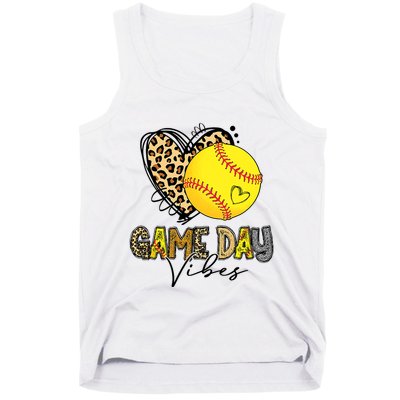 Bleached Softball Game Day Vibes Leopard Heart Headband Mom Tank Top