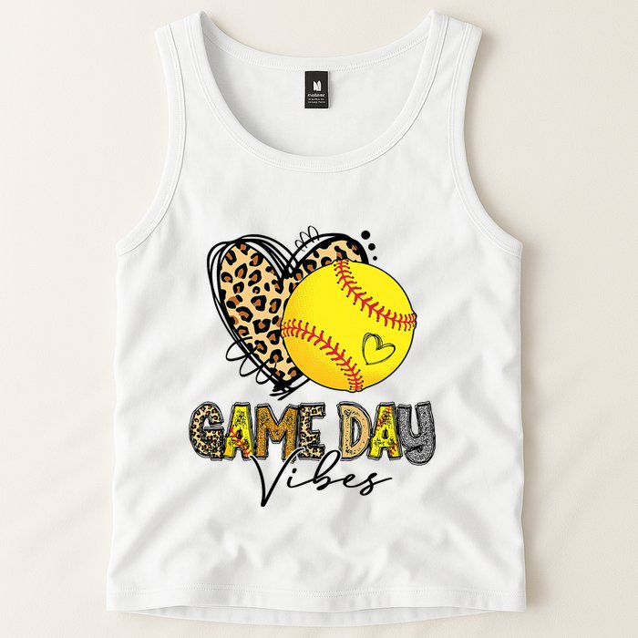 Bleached Softball Game Day Vibes Leopard Heart Headband Mom Tank Top
