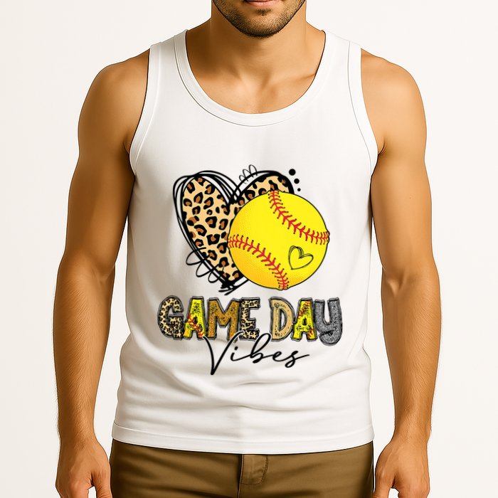 Bleached Softball Game Day Vibes Leopard Heart Headband Mom Tank Top
