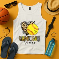 Bleached Softball Game Day Vibes Leopard Heart Headband Mom Tank Top