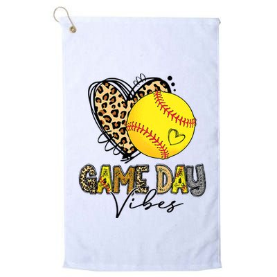 Bleached Softball Game Day Vibes Leopard Heart Headband Mom Golf Towel