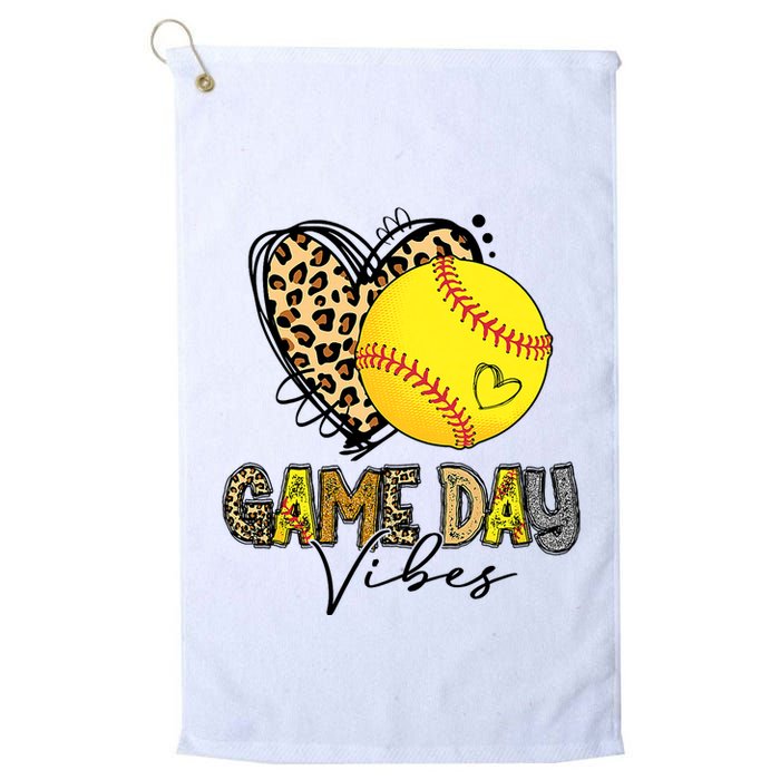 Bleached Softball Game Day Vibes Leopard Heart Headband Mom Golf Towel