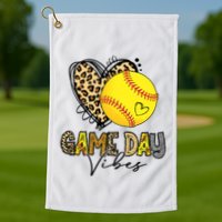 Bleached Softball Game Day Vibes Leopard Heart Headband Mom Golf Towel