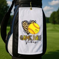Bleached Softball Game Day Vibes Leopard Heart Headband Mom Golf Towel