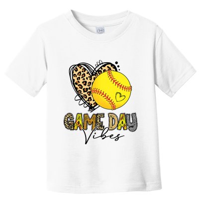 Bleached Softball Game Day Vibes Leopard Heart Headband Mom Toddler T-Shirt