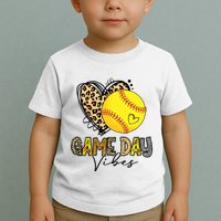 Bleached Softball Game Day Vibes Leopard Heart Headband Mom Toddler T-Shirt
