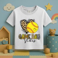Bleached Softball Game Day Vibes Leopard Heart Headband Mom Toddler T-Shirt