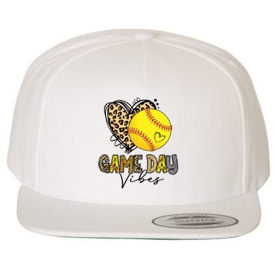 Bleached Softball Game Day Vibes Leopard Heart Headband Mom Wool Snapback Cap