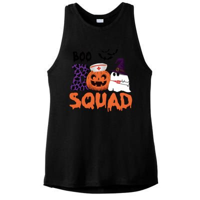 Boo Squad Halloween Nurse Pumpkin Jack O Lantern Ladies PosiCharge Tri-Blend Wicking Tank