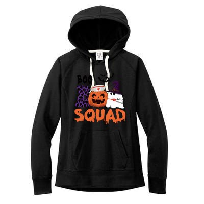 Boo Squad Halloween Nurse Pumpkin Jack O Lantern Women's Fleece Hoodie