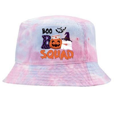 Boo Squad Halloween Nurse Pumpkin Jack O Lantern Tie-Dyed Bucket Hat