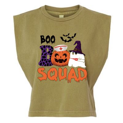 Boo Squad Halloween Nurse Pumpkin Jack O Lantern Garment-Dyed Women's Muscle Tee