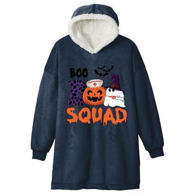 Boo Squad Halloween Nurse Pumpkin Jack O Lantern Hooded Wearable Blanket