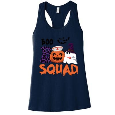 Boo Squad Halloween Nurse Pumpkin Jack O Lantern Women's Racerback Tank