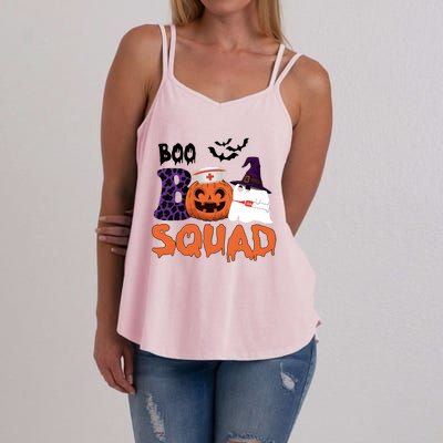 Boo Squad Halloween Nurse Pumpkin Jack O Lantern Women's Strappy Tank