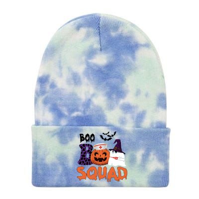 Boo Squad Halloween Nurse Pumpkin Jack O Lantern Tie Dye 12in Knit Beanie