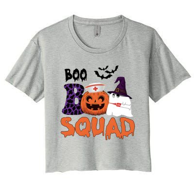 Boo Squad Halloween Nurse Pumpkin Jack O Lantern Women's Crop Top Tee