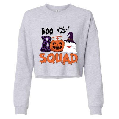 Boo Squad Halloween Nurse Pumpkin Jack O Lantern Cropped Pullover Crew