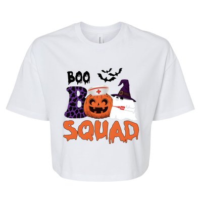 Boo Squad Halloween Nurse Pumpkin Jack O Lantern Bella+Canvas Jersey Crop Tee