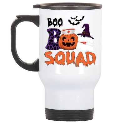 Boo Squad Halloween Nurse Pumpkin Jack O Lantern Stainless Steel Travel Mug