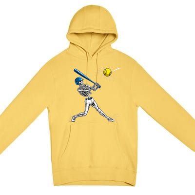 Baseball Skeleton Halloween Spooky Baseball Halloween Design Premium Pullover Hoodie