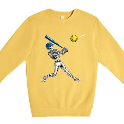 Baseball Skeleton Halloween Spooky Baseball Halloween Design Premium Crewneck Sweatshirt