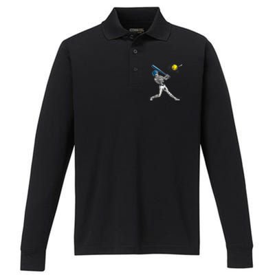 Baseball Skeleton Halloween Spooky Baseball Halloween Design Performance Long Sleeve Polo